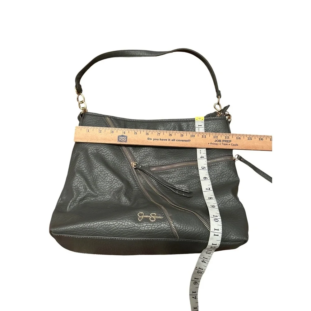 Jessica Simpson Baylinn Hobo Gray‎ Faux Leather Shoulder Bag Chain Strap